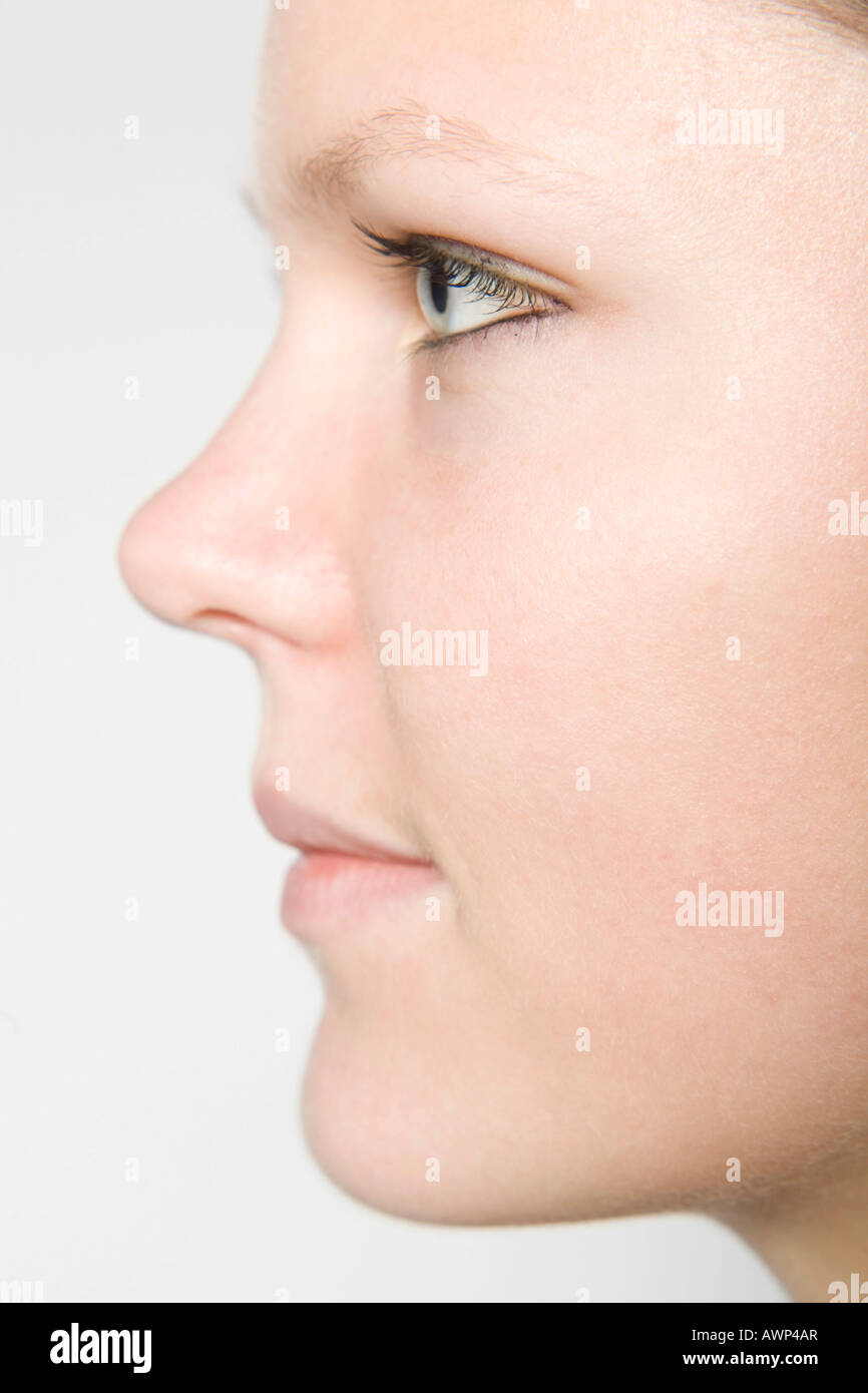 Young woman's face, profile Stock Photo