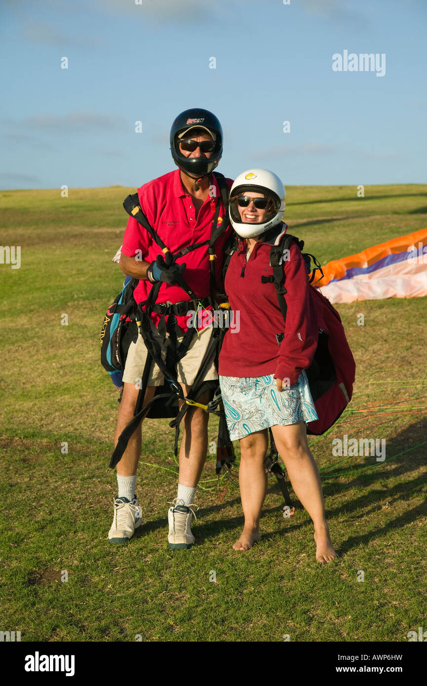 Woman and pilot after first tandem flight San Diego, Glider Park