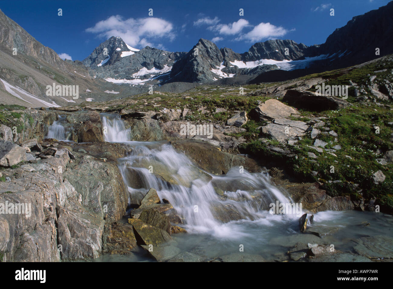 Stream at the foot of Mt. Grossglockner, Hohe Tauern National Park, North Tirol, Austria, Europe Stock Photo