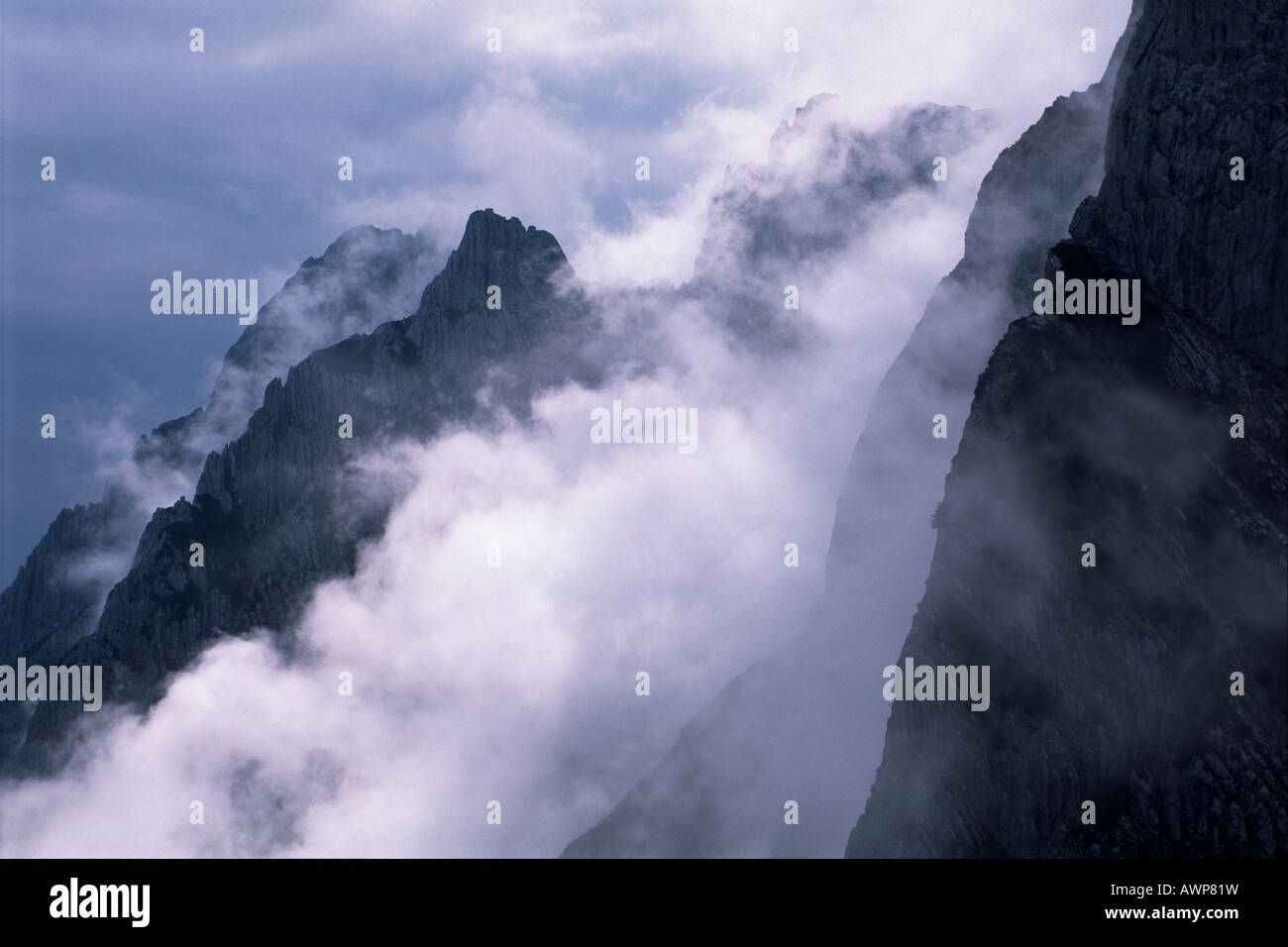 Clouds over the Kaiser Range, North Tirol, Austria, Europe Stock Photo