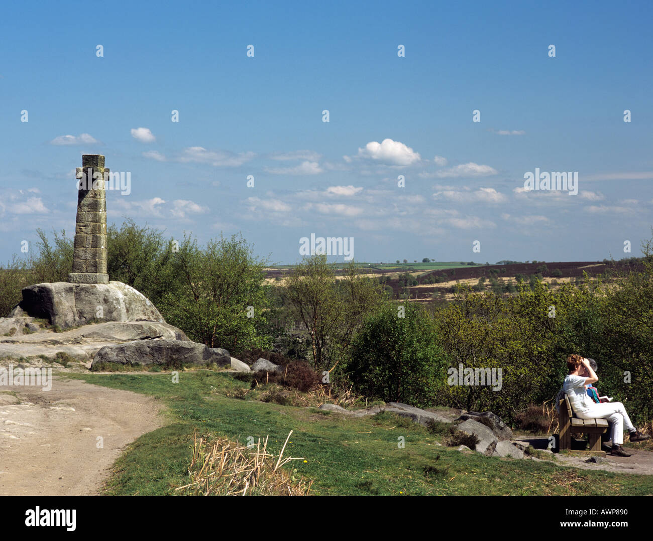 Wellington Monument 1866 on Eaglestone Flat in Peak District National