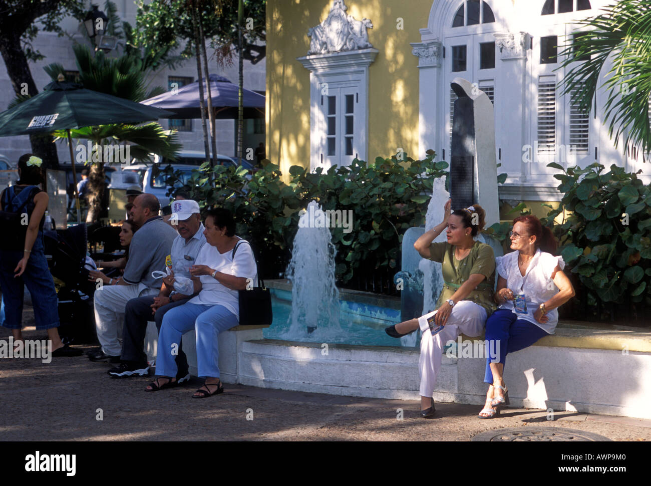 Puerto Ricans, Puerto Rican people, plaza, La Casita, Tourism Information Center, Old San Juan, San Juan, Puerto Rico Stock Photo