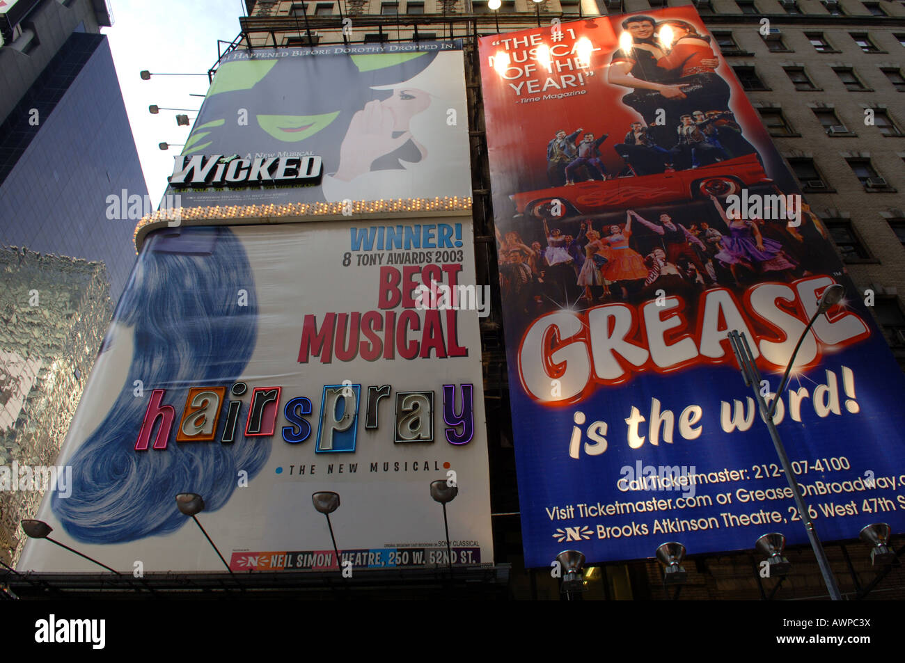 Billboards in Times Square advertising Broadway shows Stock Photo