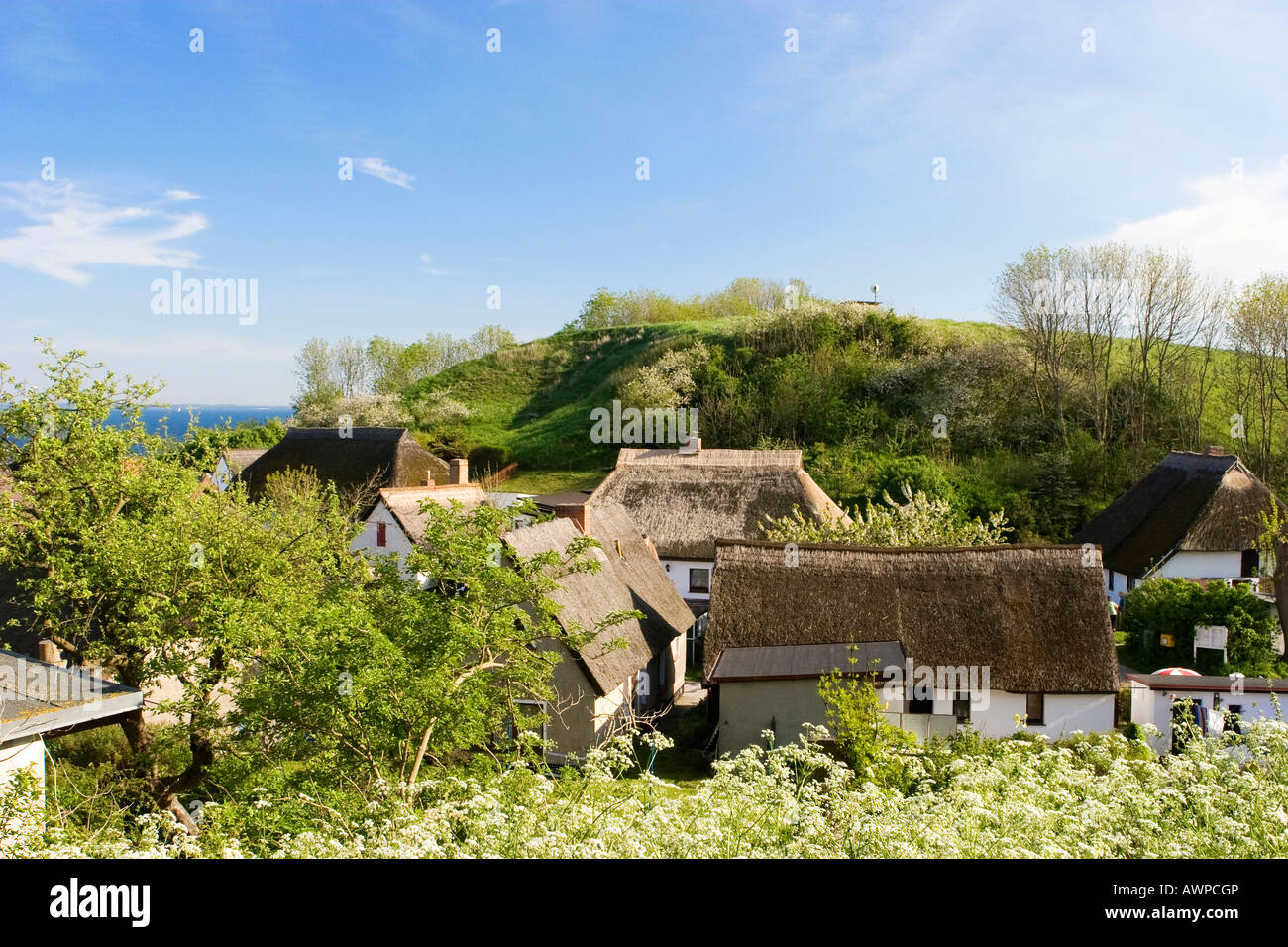 View over the village of Vitt at Cape Arkona, Ruegen Island, Mecklenburg-West Pomerania, Germany, Europe Stock Photo