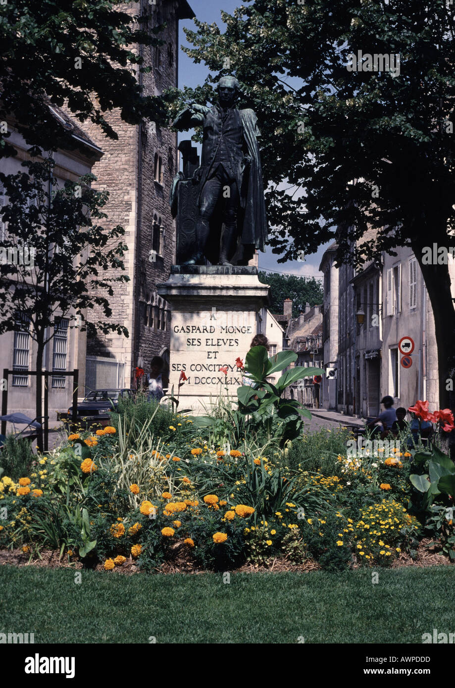 Statue of the educational benefactor Gaspard Monge Beaune Stock Photo