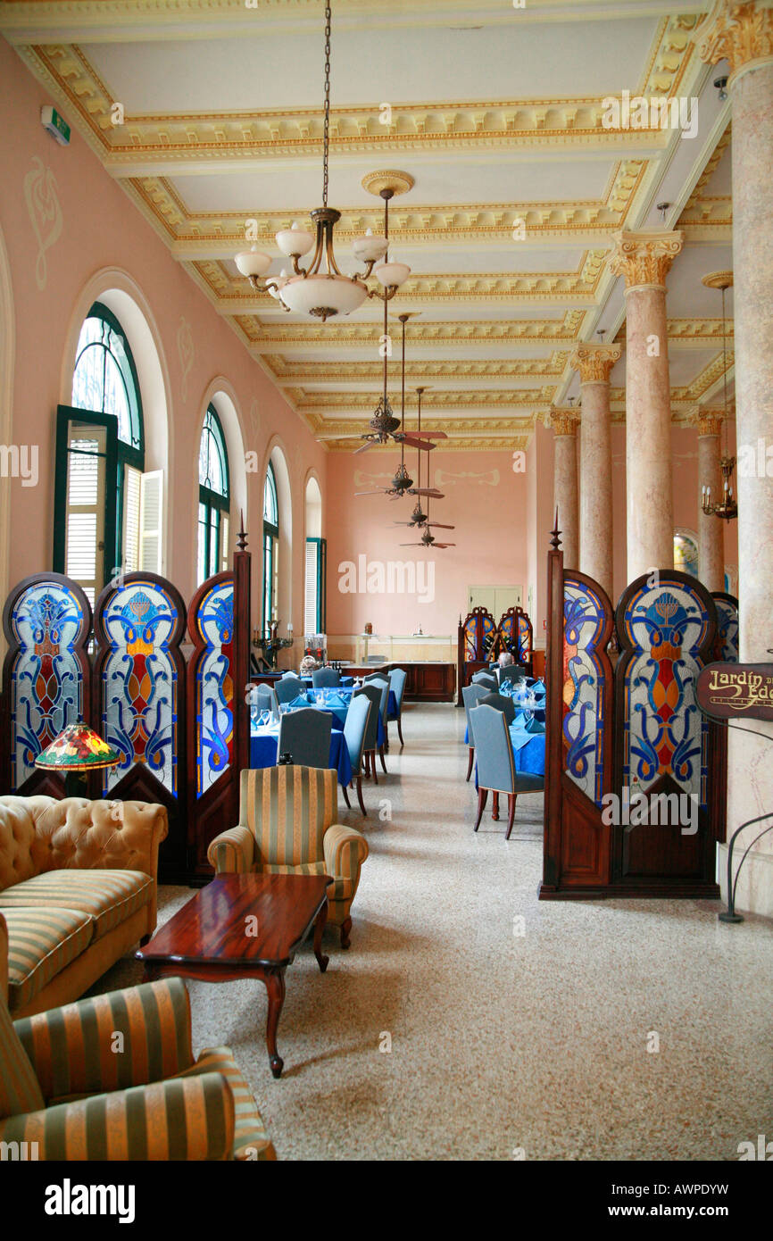 Interior of a colonial-style hotel, Havana, Cuba, Caribbean Stock Photo