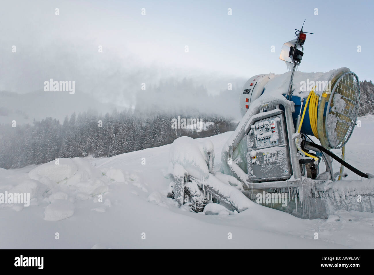 Snowgun, Riggisalp, Fribourg, Switzerland Stock Photo