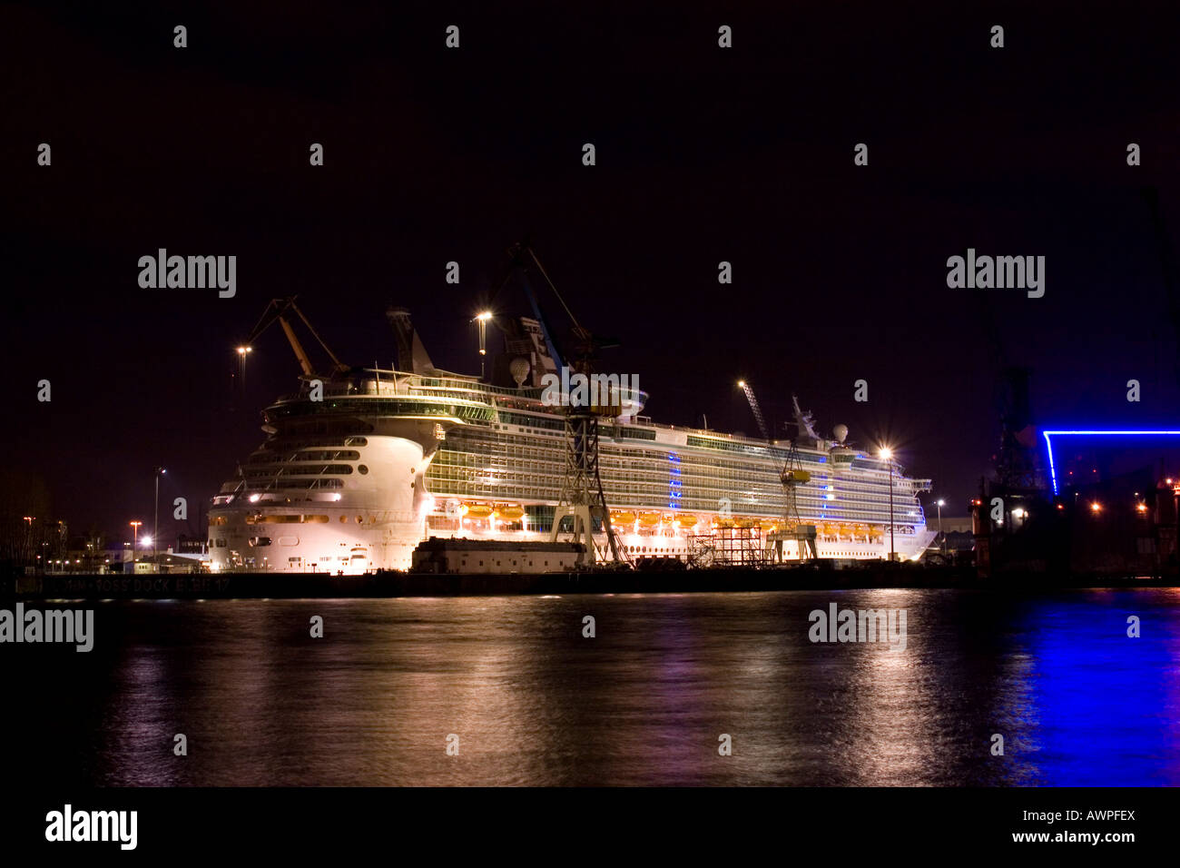 'Freedom of the Seas' at Blohm and Voss shipyard, Hamburg, Germany, Europe Stock Photo