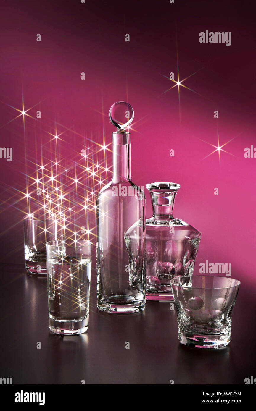 Baccarat Crystal glasses and decanters Stock Photo