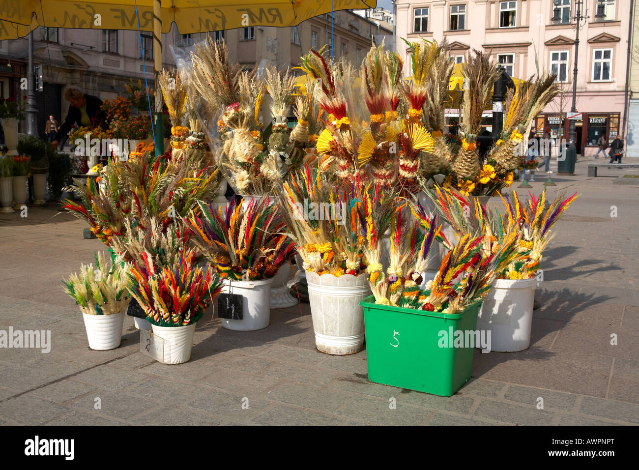 Europe Poland Krakow Cracow Easter Decorations Market Square Rynek Glowny Stock Photo Alamy