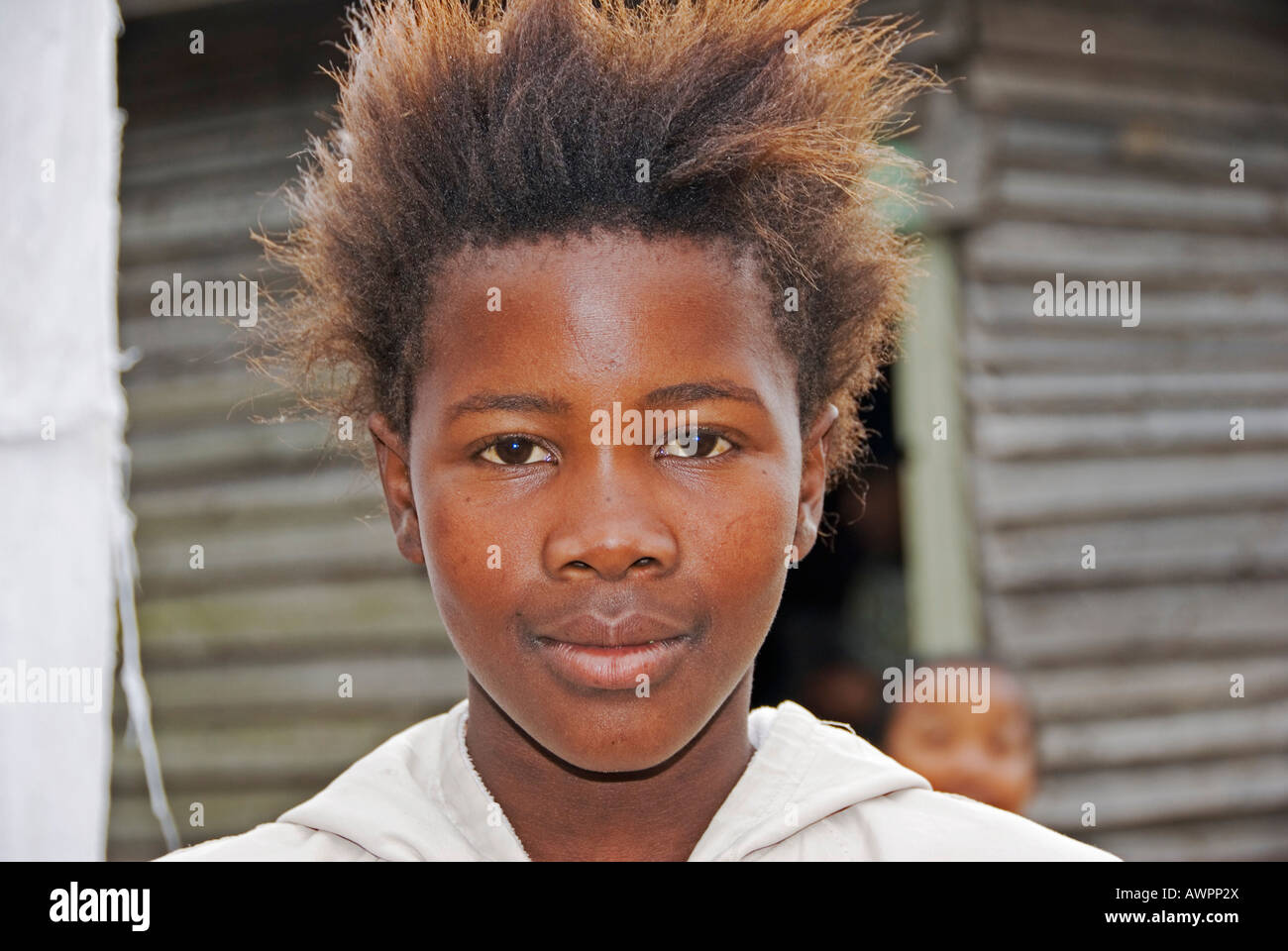 Portrait boy Township the african heart of the country, Province Western Cape, Cape Town, South Africa Stock Photo