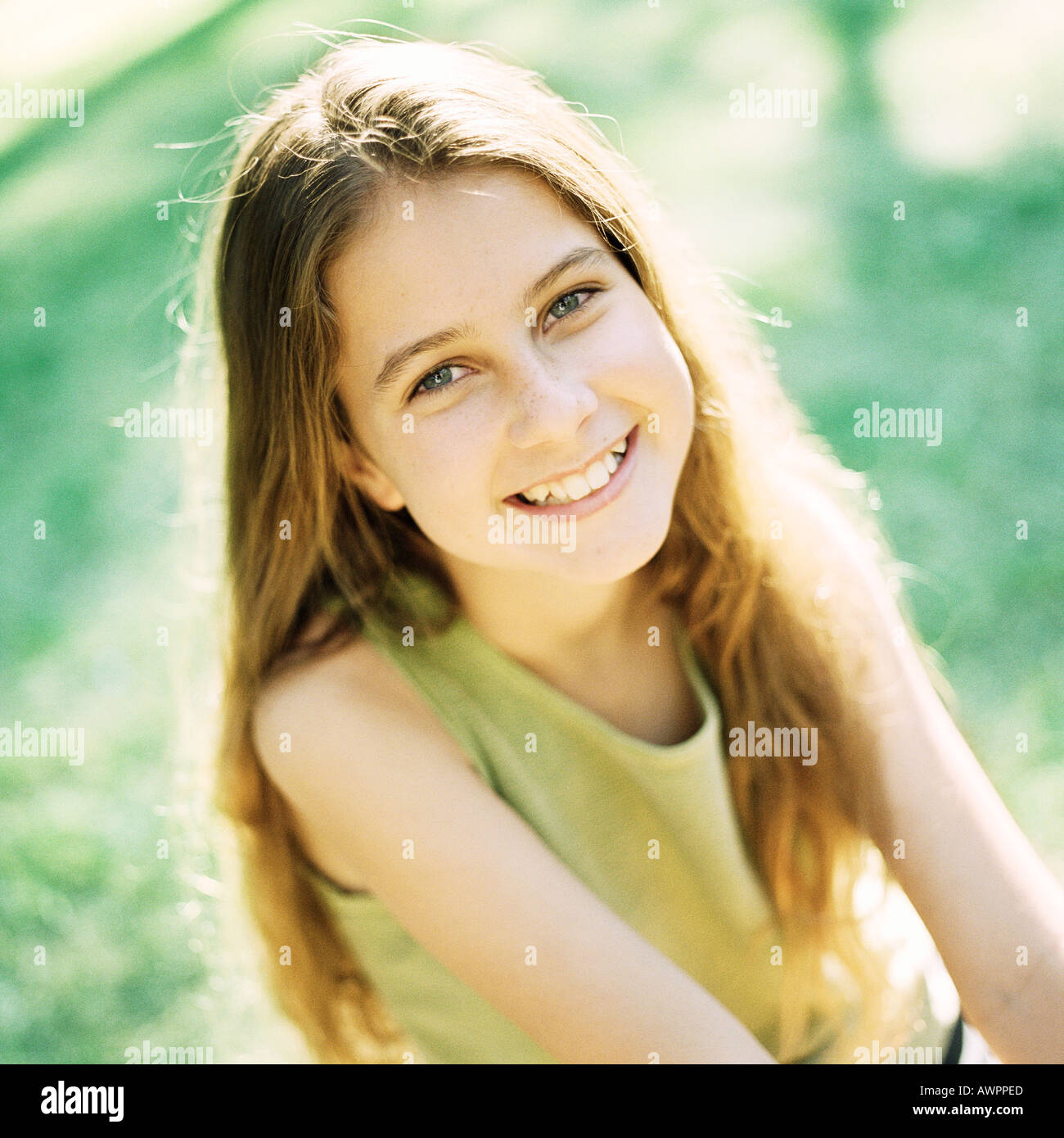 Smiling preteen girl eyes hi-res stock photography and images - Alamy