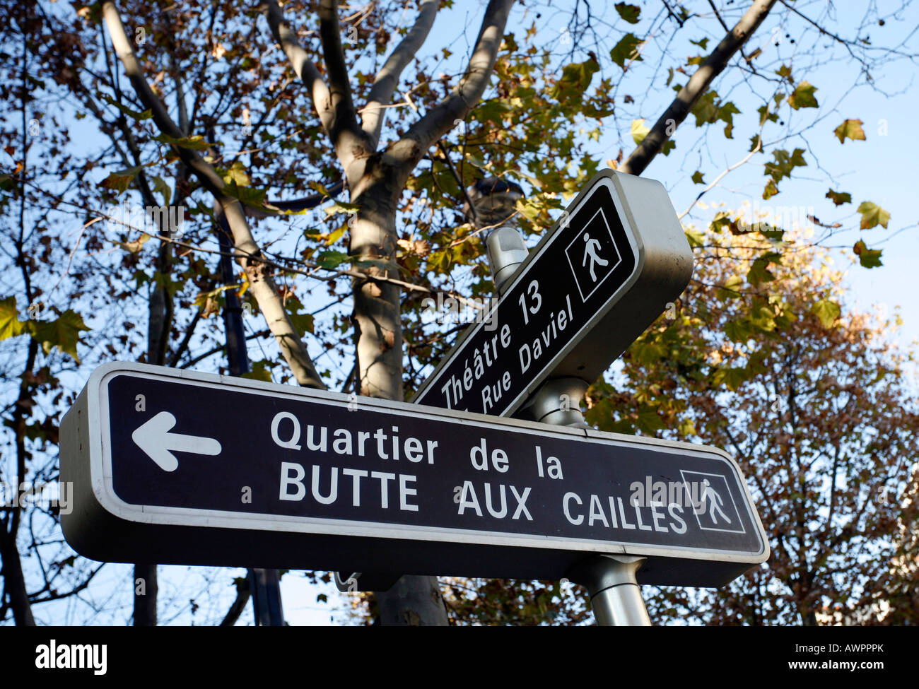 Street sign, Quartier de la Butte aux Cailles, 13th arrondissement, Paris, France, Europe Stock Photo