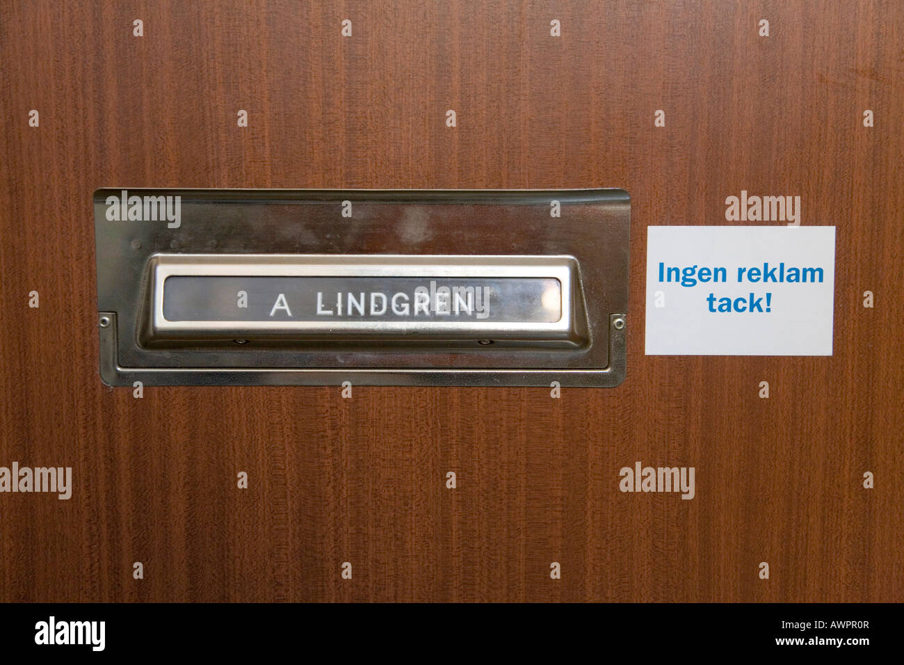 Mail Slot In The Door Of Astrid Lindgren S Former Apartment