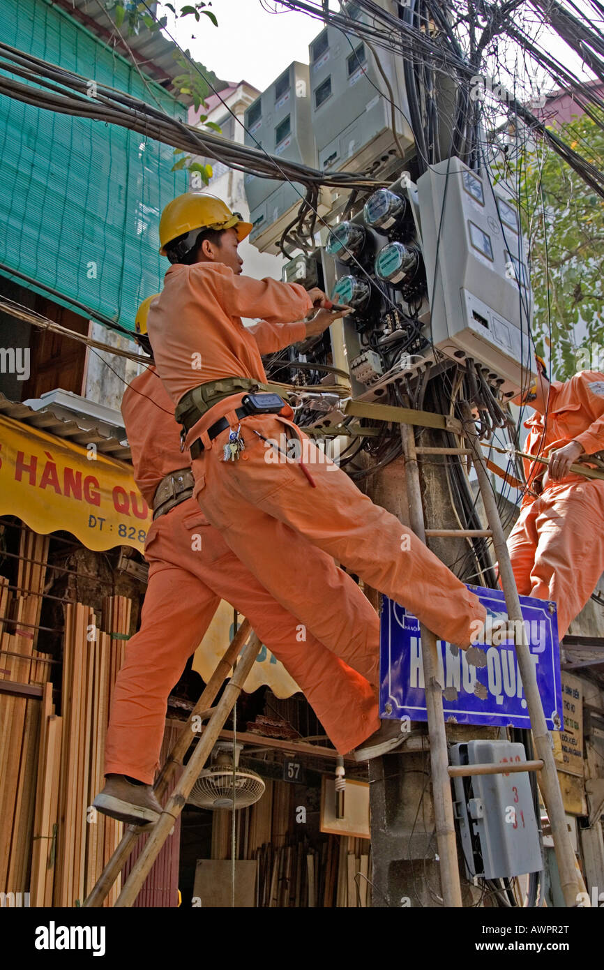 Electricians, Hanoi, Vietnam, Asia Stock Photo