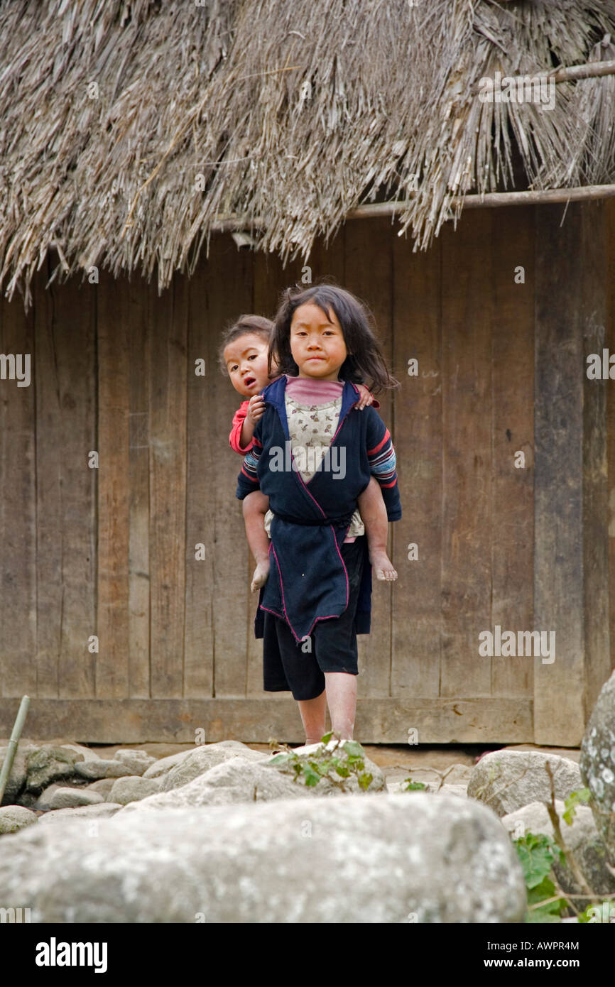 Two Mhmong-Children, Sapa, Vietnam, Asia Stock Photo