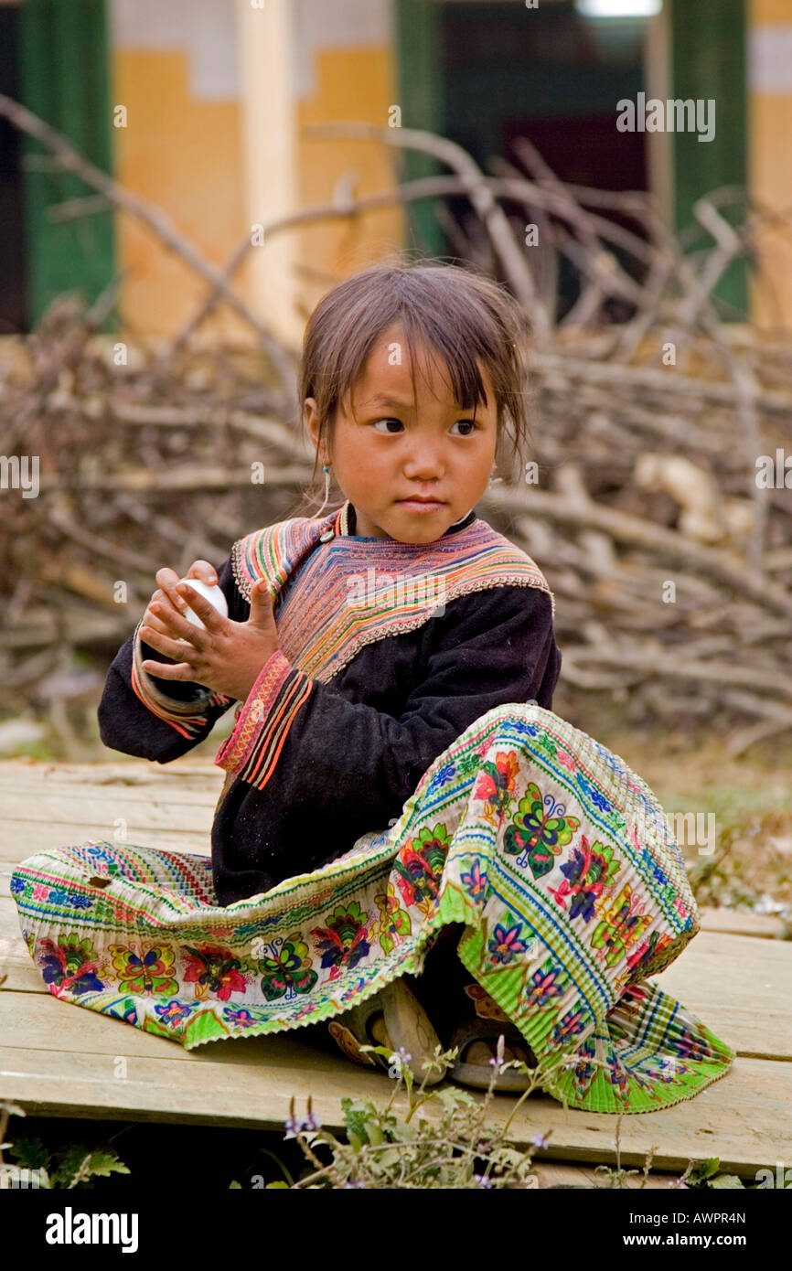 Little Mhmong-Girl, Sapa, Vietnam, Asia Stock Photo
