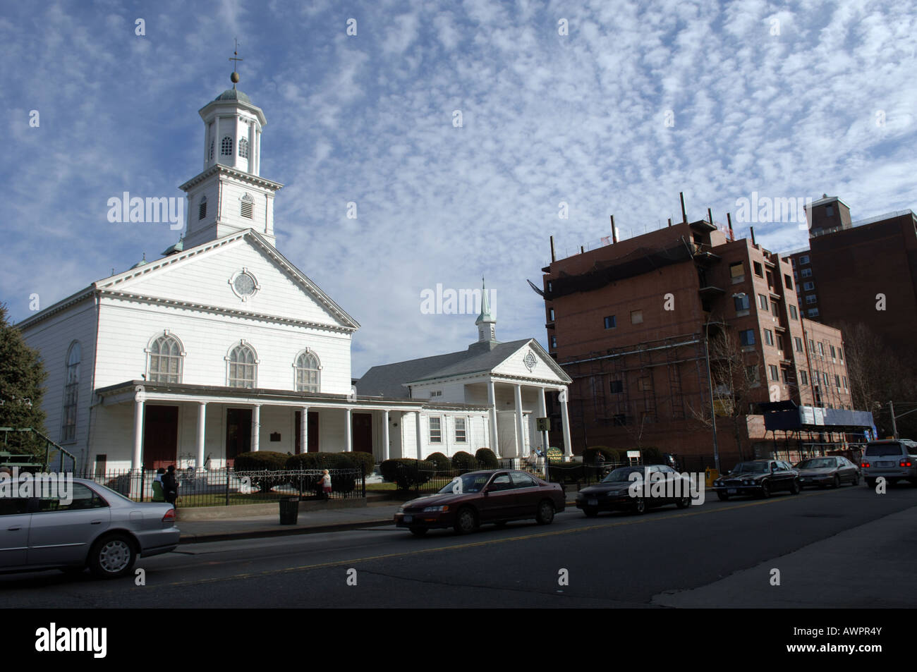 The Reformed Church of Newtown The multi cultural Elmhurst Queens neighborhood in NYC Stock Photo