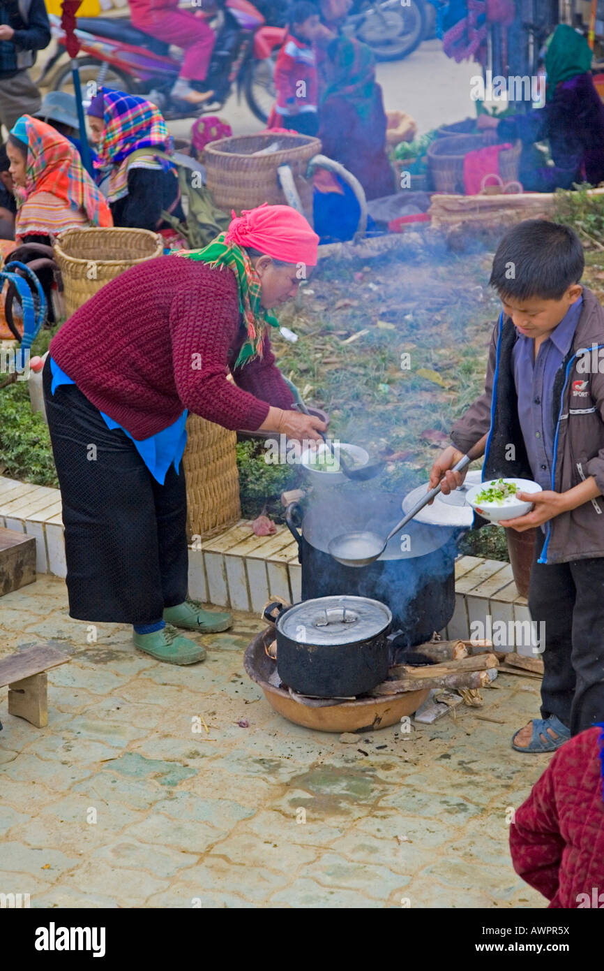 Kitchen on the street, Bac Ha, Vietnam, Asia Stock Photo