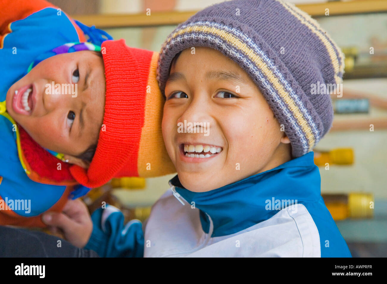Two children in Sapa, Vietnam, Asia Stock Photo