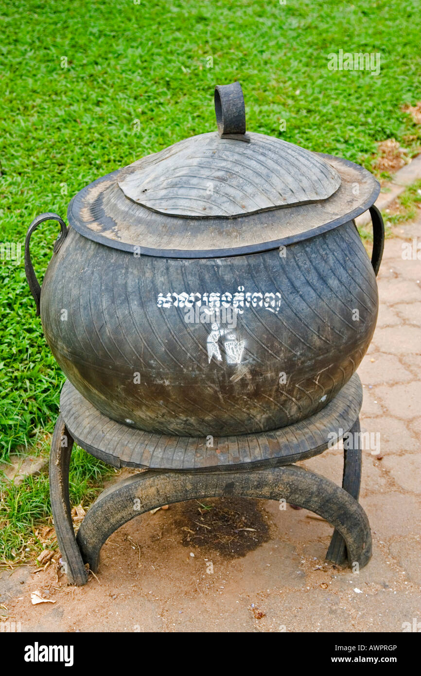 Trash barrel, Cambodia, Asian Stock Photo