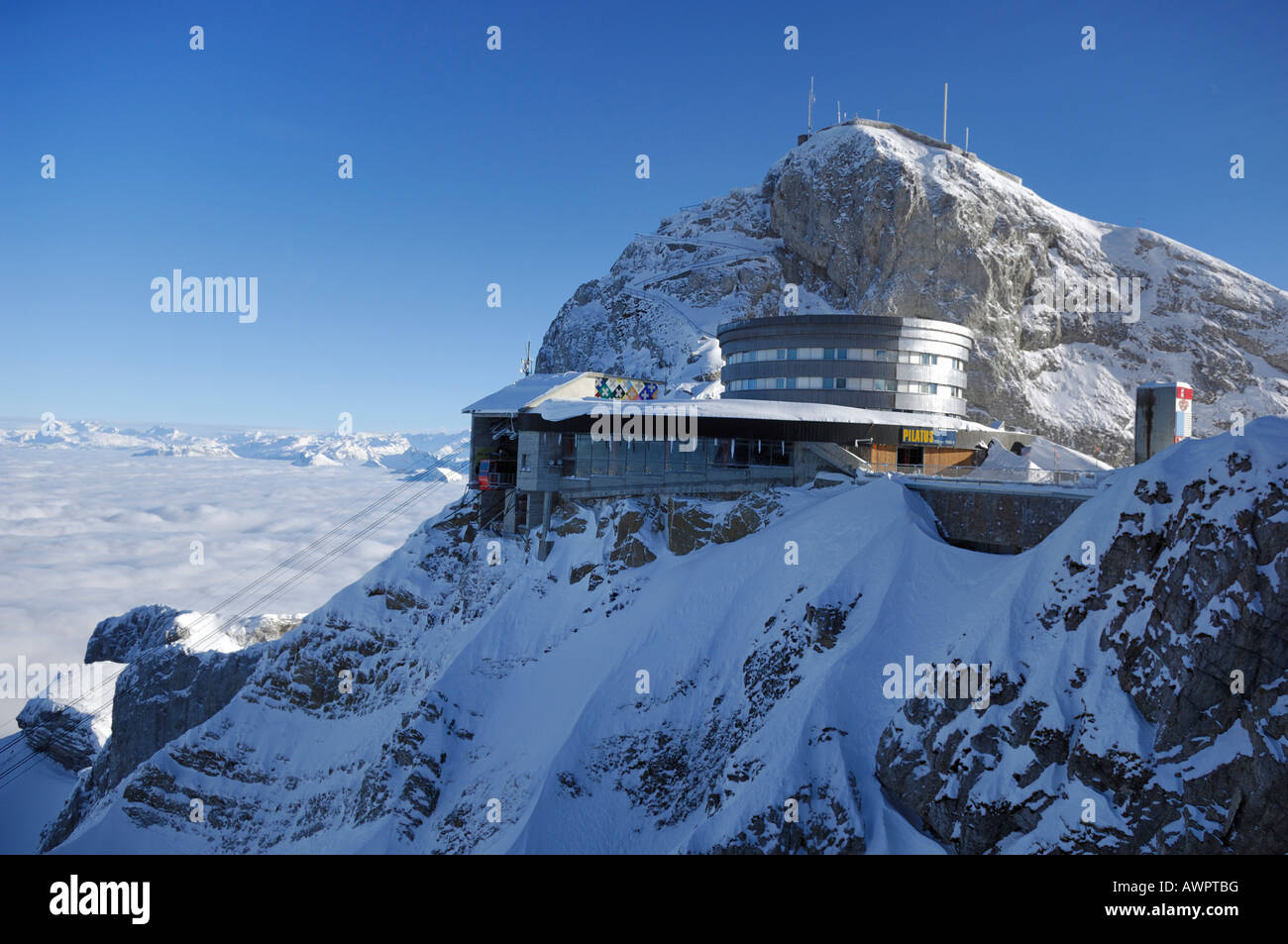 Mt. Pilatus Kulm Mountain Station, Lucerne, Central Switzerland, Switzerland, Europe Stock Photo