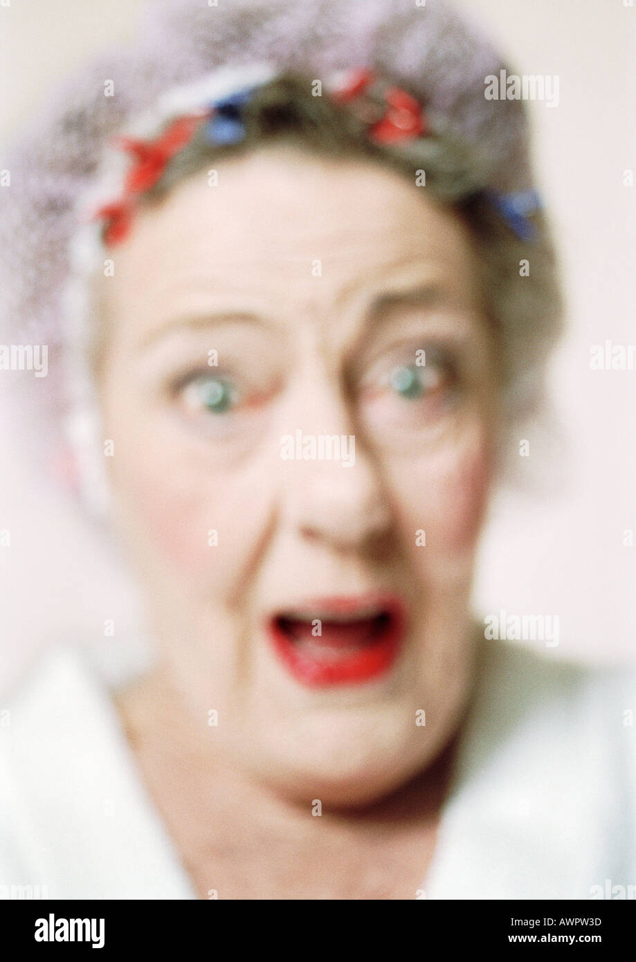 Senior woman, close-up, portrait, blurred Stock Photo