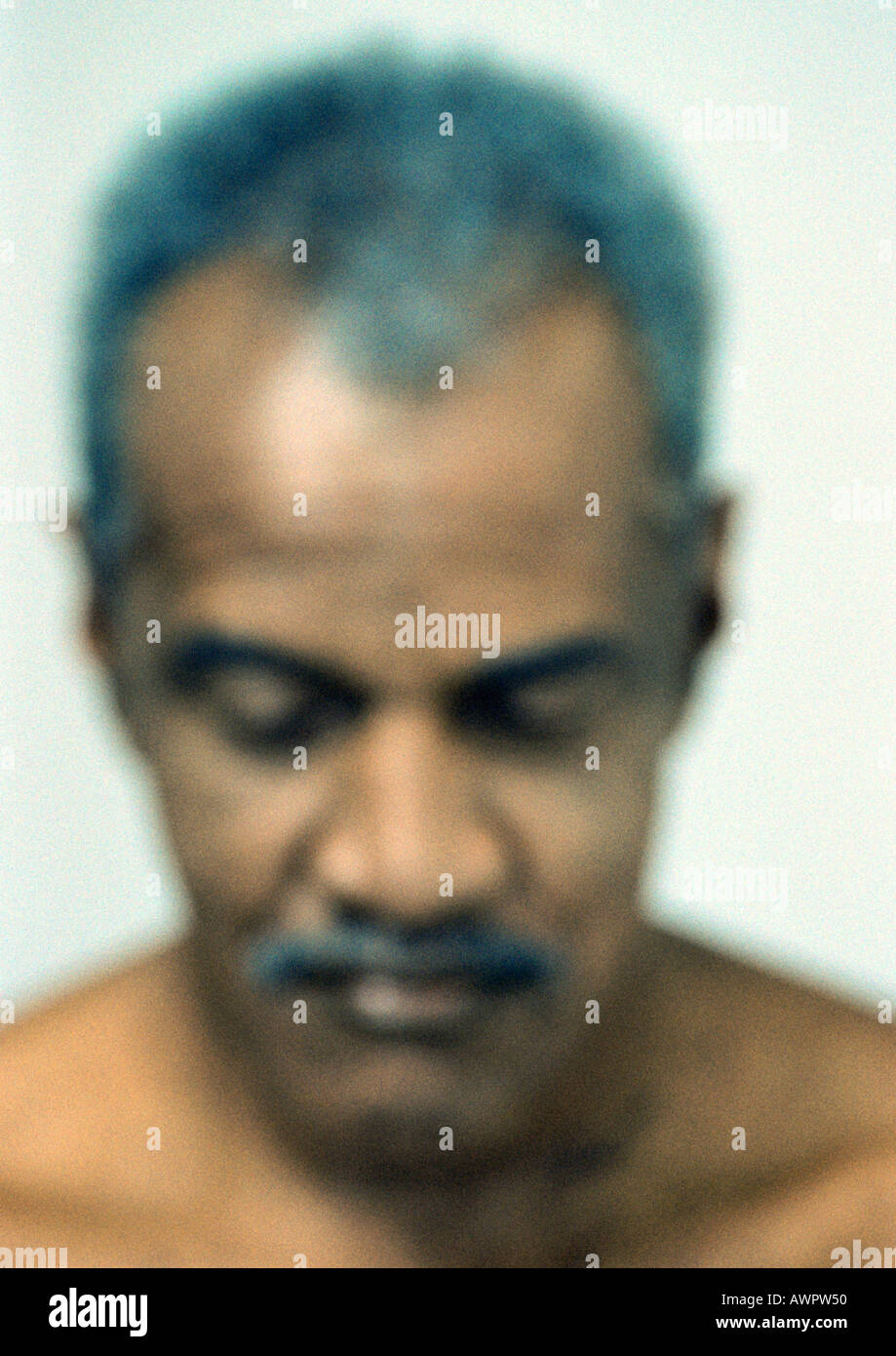 Senior man, close-up, portrait, blurred Stock Photo