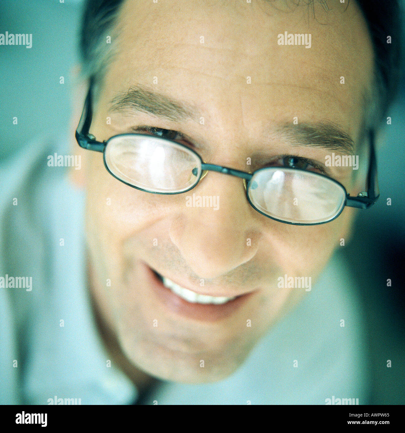 Portrait of man wearing glasses, close-up Stock Photo