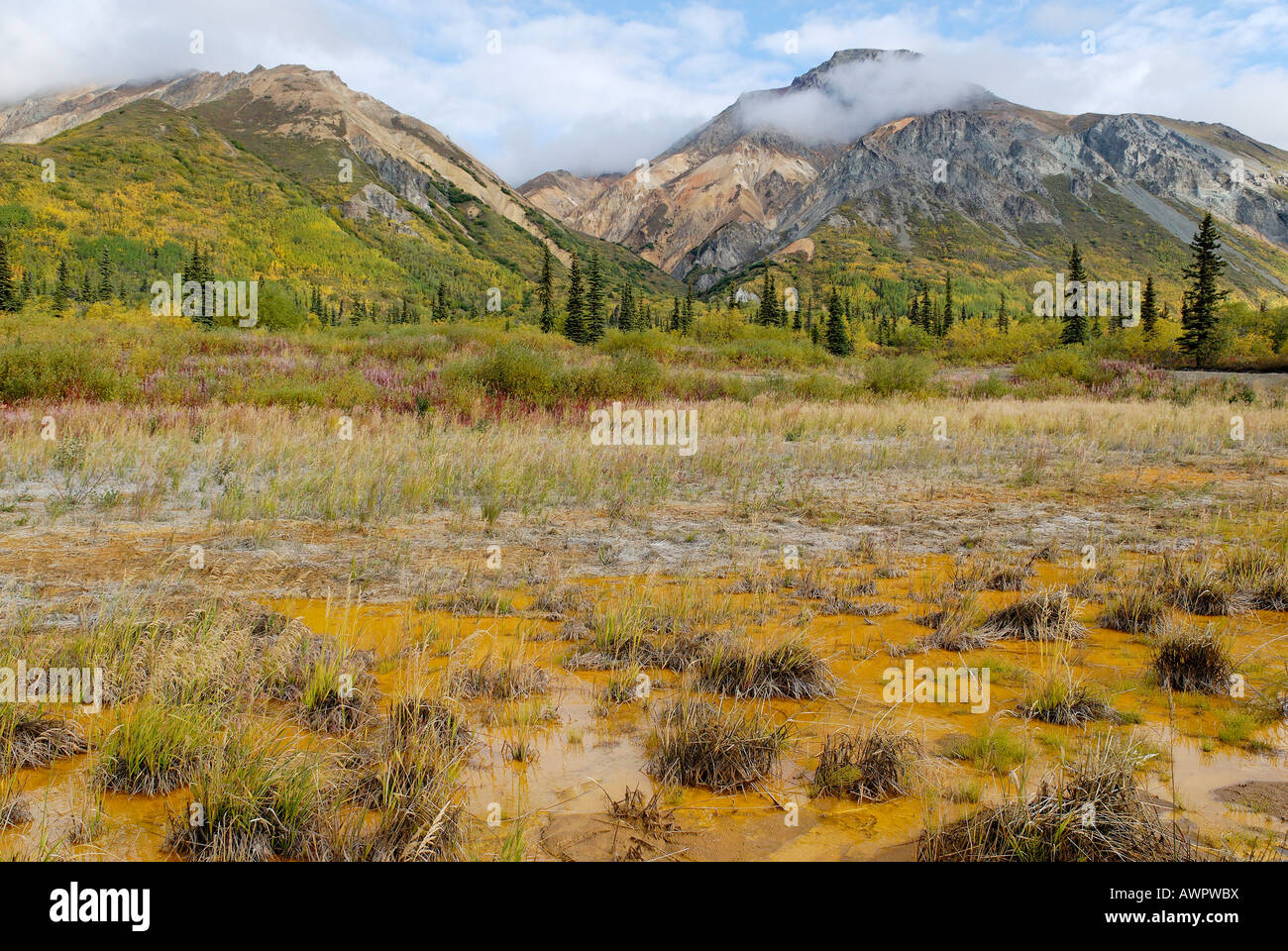 Colourful mountains, Talkeetna Mountains, Glenn Highway, Alaska, USA ...