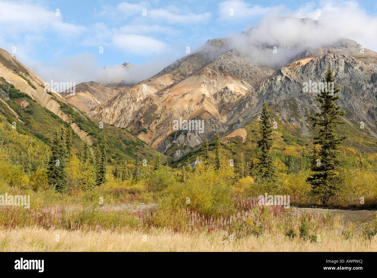 Colourful mountains, Talkeetna Mountains, Glenn Highway, Alaska, USA