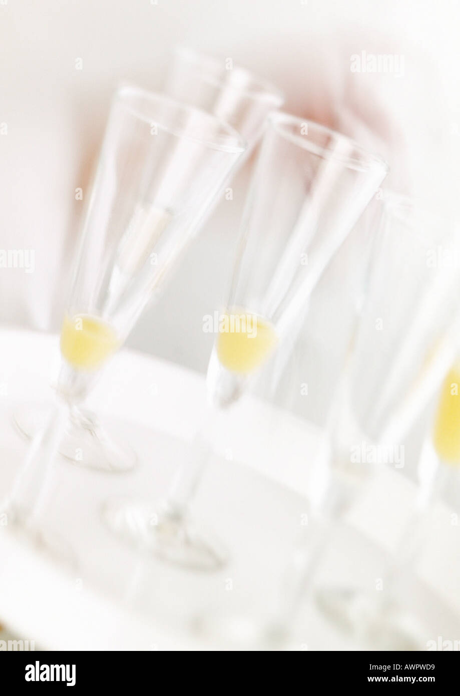 Set of six tube glasses, advertising by Ricard, France. Glass with the logo  of the sun and a line to indicate the measure of liquor Stock Photo - Alamy