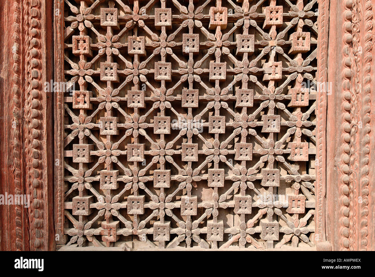 Wood carving, Makhan Tole, Durbar Square of Kathmandu, Nepal Stock