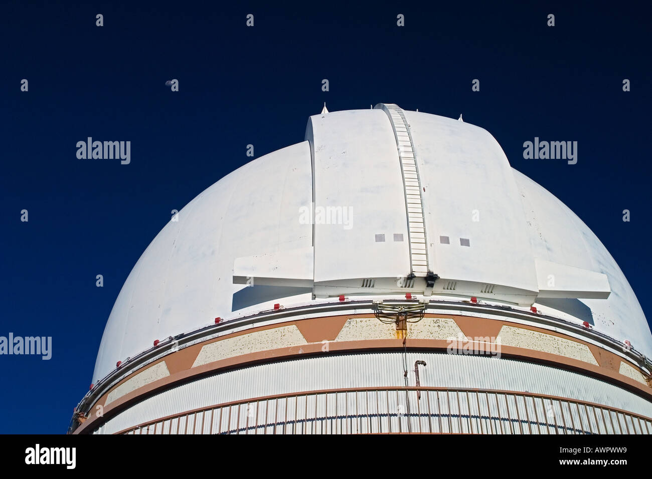 University of Hawaii 2.2 meter Telescope and moon Mauna Kea Observatories Big Island Hawaii Stock Photo