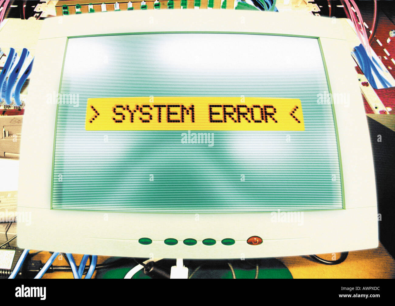 Computer 'systems error' message on screen, digital composite. Stock Photo