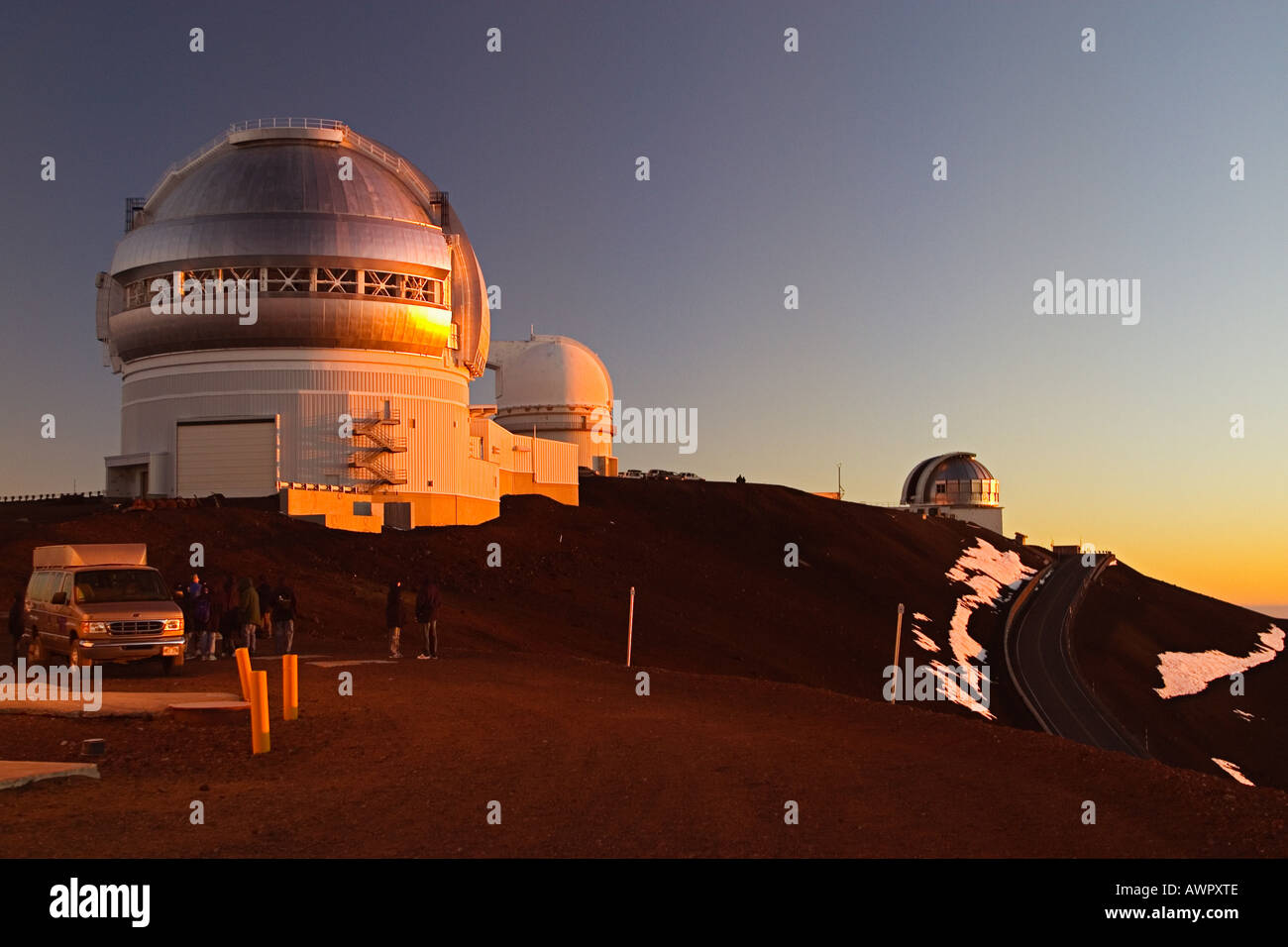 Star-gazing Tour, Gemini Northern Telescope, University of Hawaii 2.2-meter Telescope, and United Kingdom Infrared Telescope Stock Photo