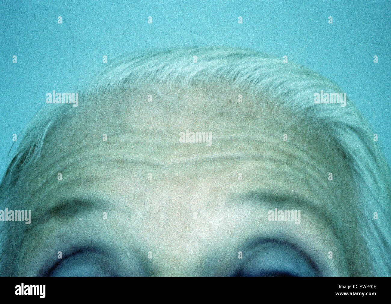 Senior woman, close-up of forehead. Stock Photo