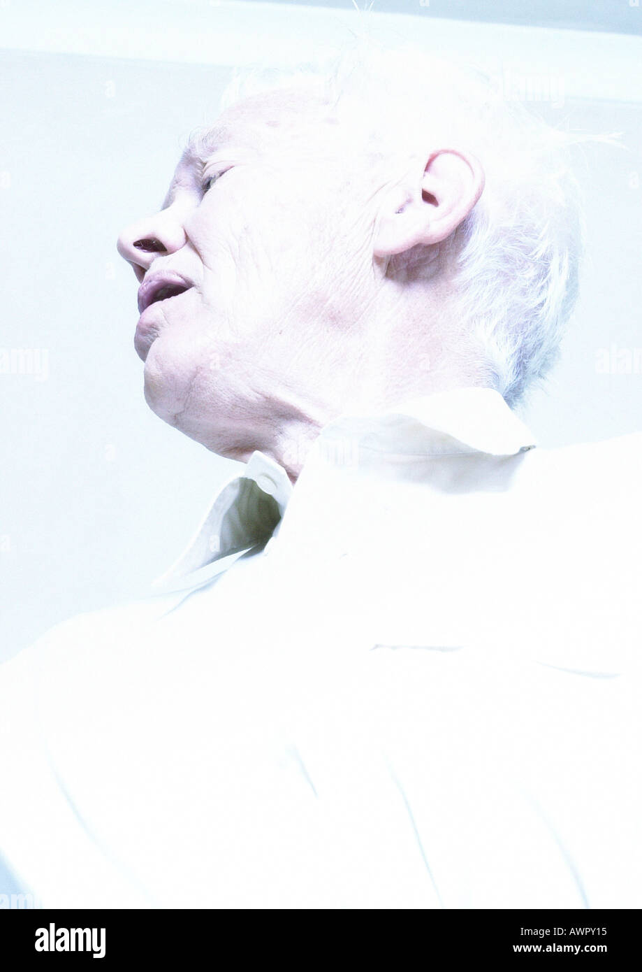 Senior man, low angle view, portrait. Stock Photo