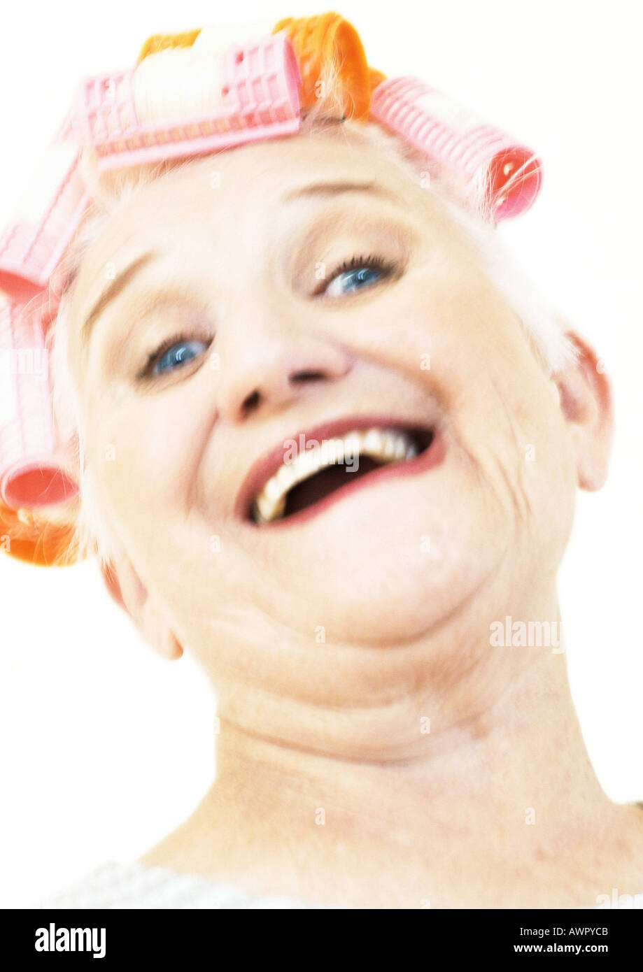 Elderly woman hair rollers hi-res stock photography and images - Alamy