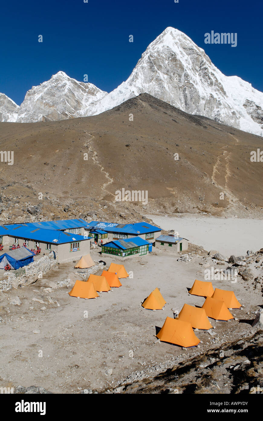 Gorak Shep Sherpa village with Pumo Ri (7165), Khumbu Himal, Sagarmatha