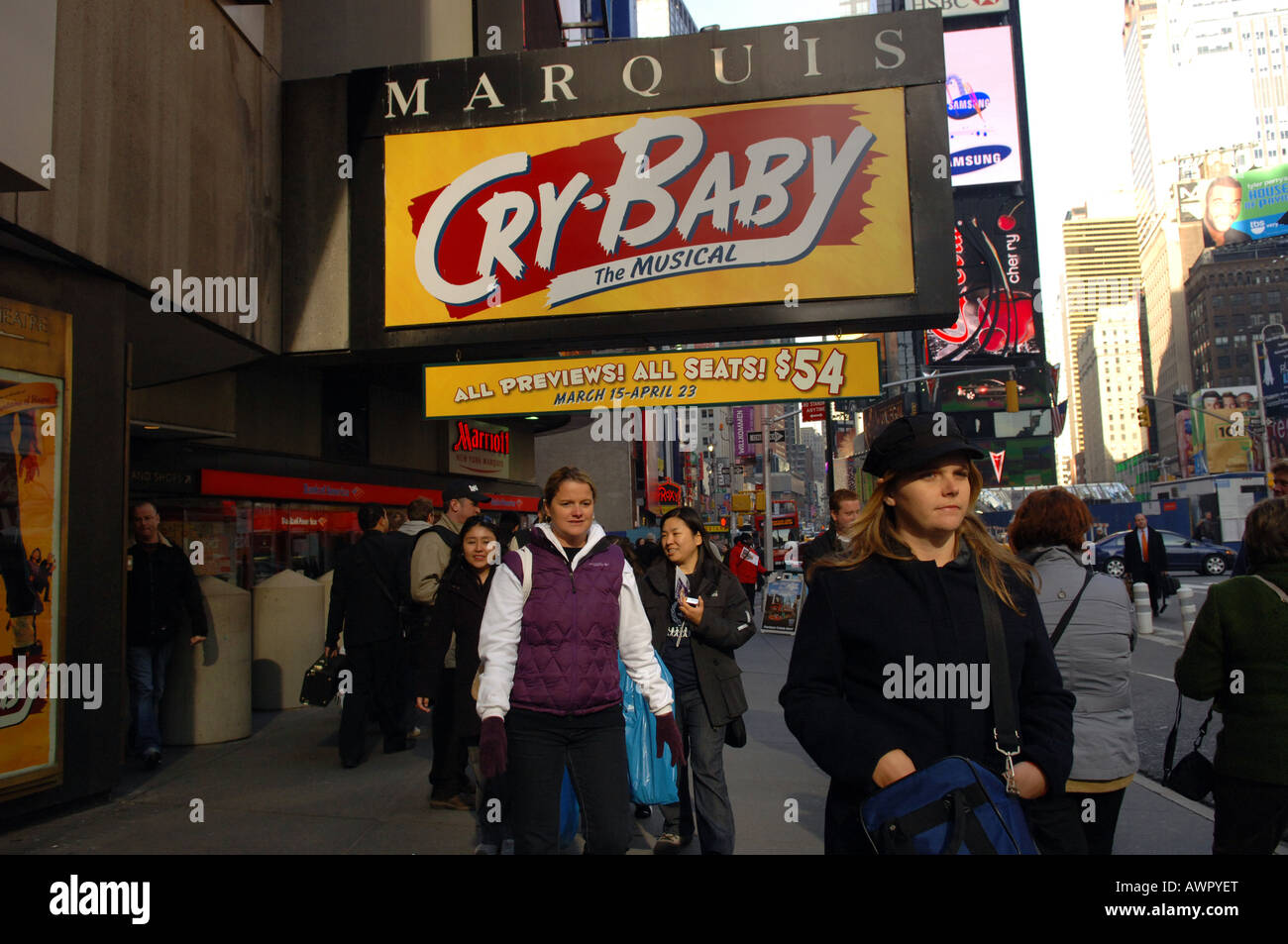 Cry Baby at the Marriot Marquis Theater on Broadway in NYC Stock Photo