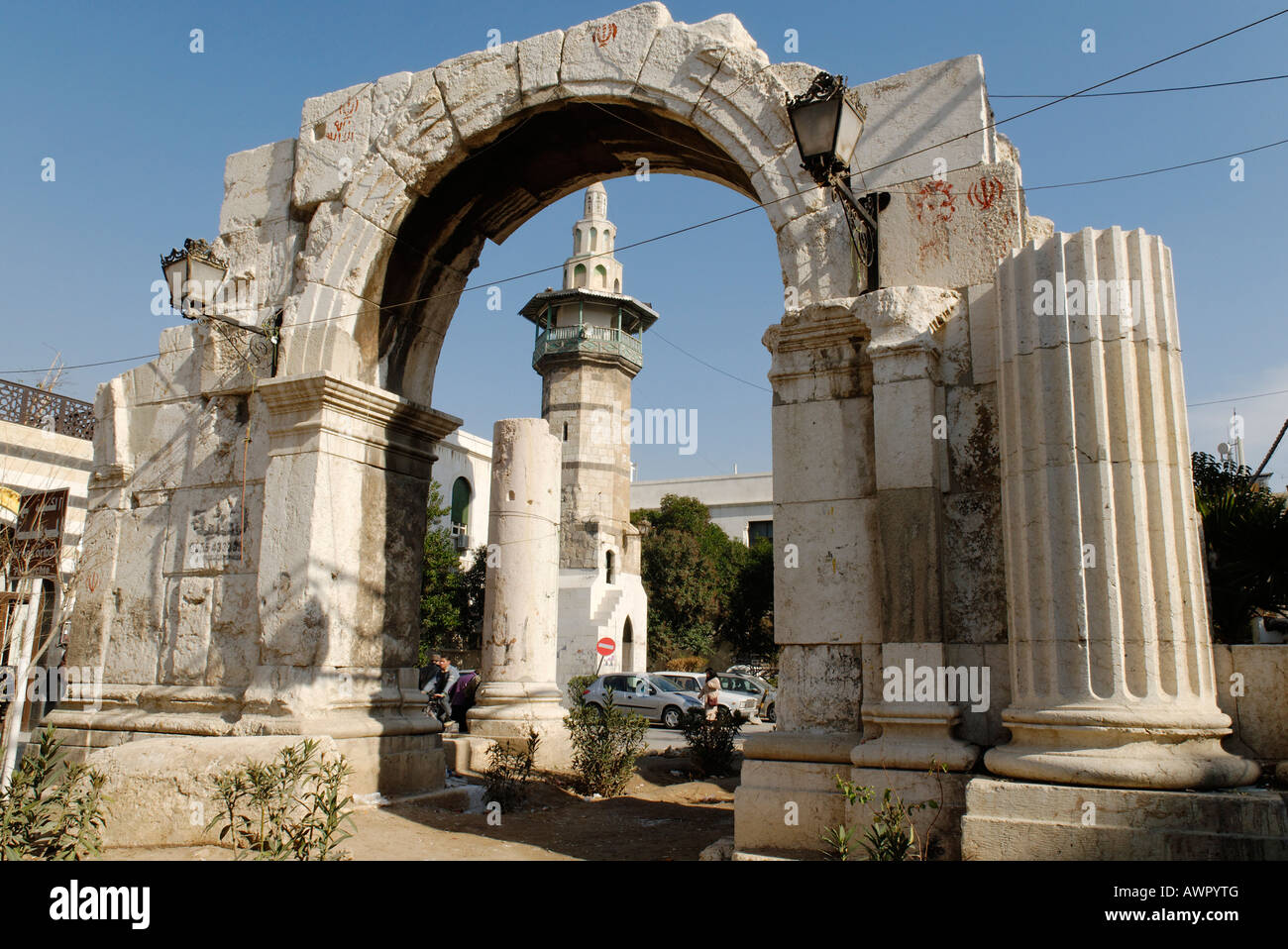 Roman city gate, old town of Damascus, Syria Stock Photo Alamy
