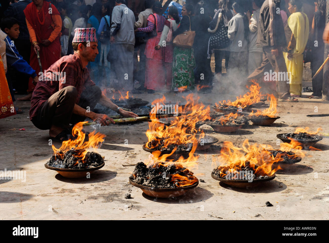 Hinduistic-buddhistic ceremony at Patan, Kathmandu, Nepal Stock Photo
