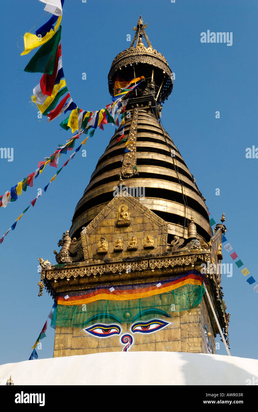 Buddhistic stupa of Swayambhunath, Kathmandu, Nepal Stock Photo