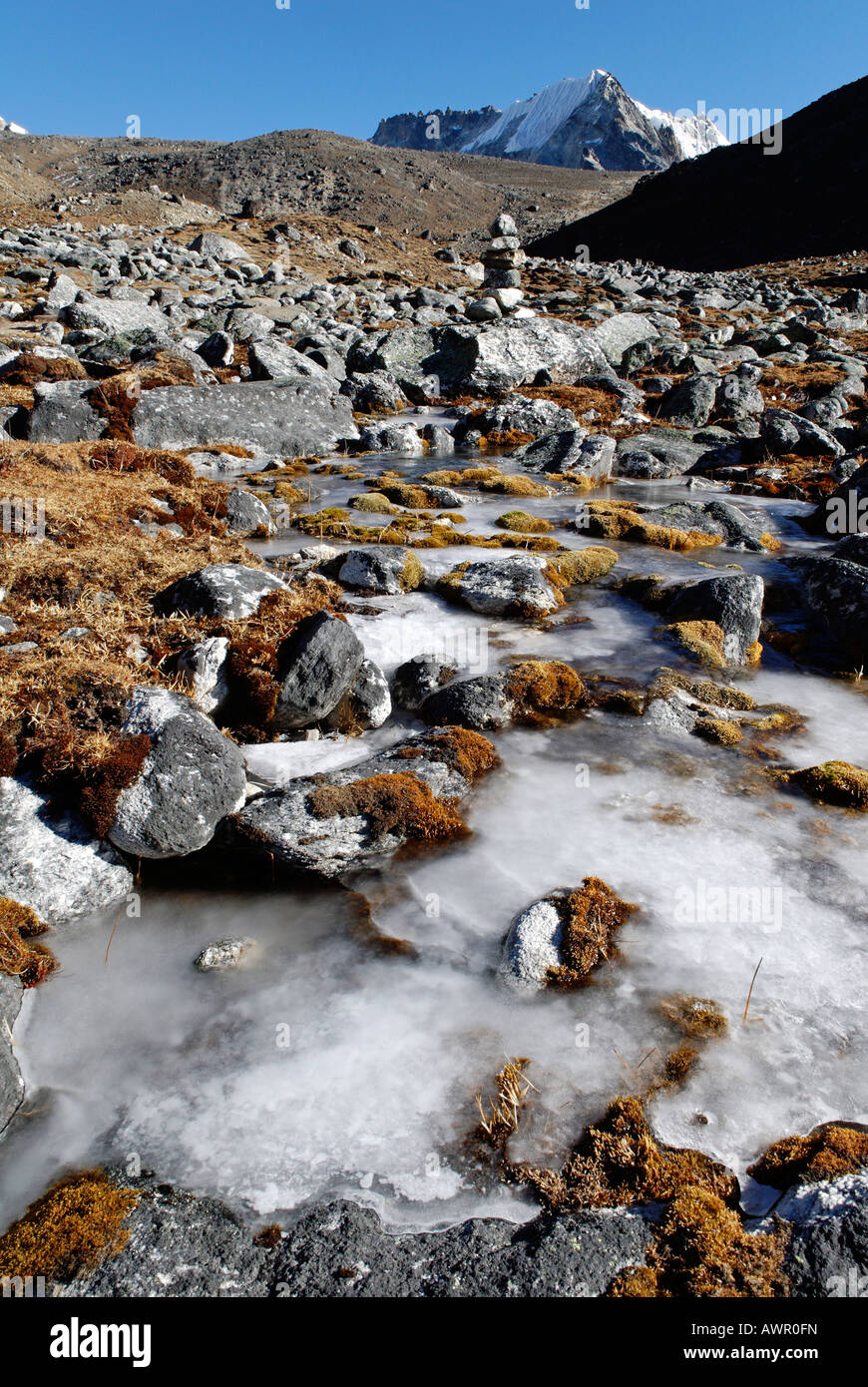 Tundra valley at Cho La Pass, Khumbu Himal, Sagarmatha National Park ...