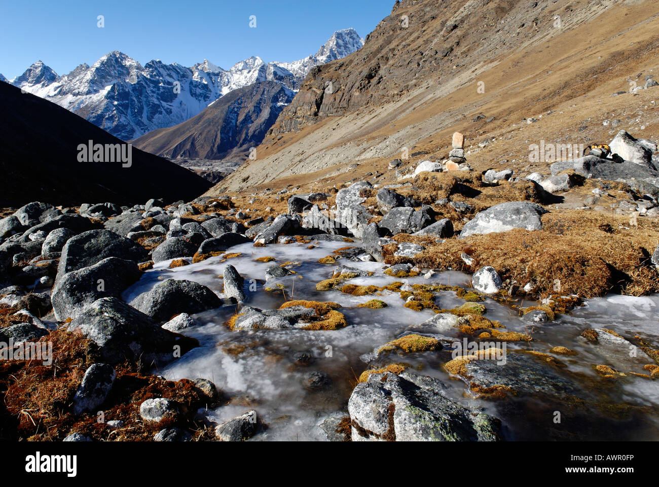 Tundra valley at Cho La Pass, Khumbu Himal, Sagarmatha National Park ...