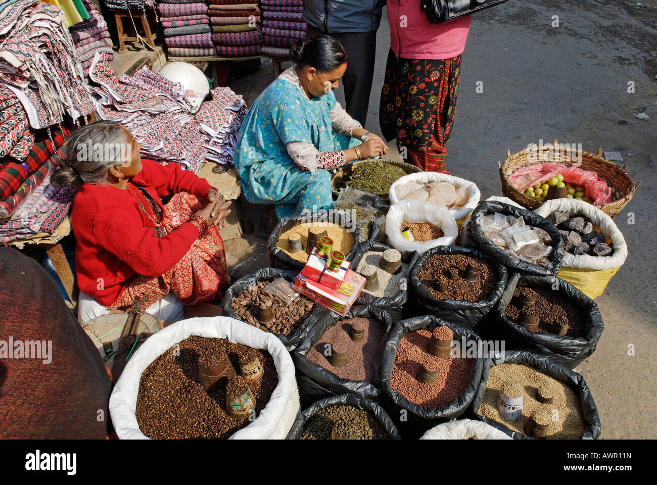 Market in the old town of Kathmandu, Nepal Stock Photo