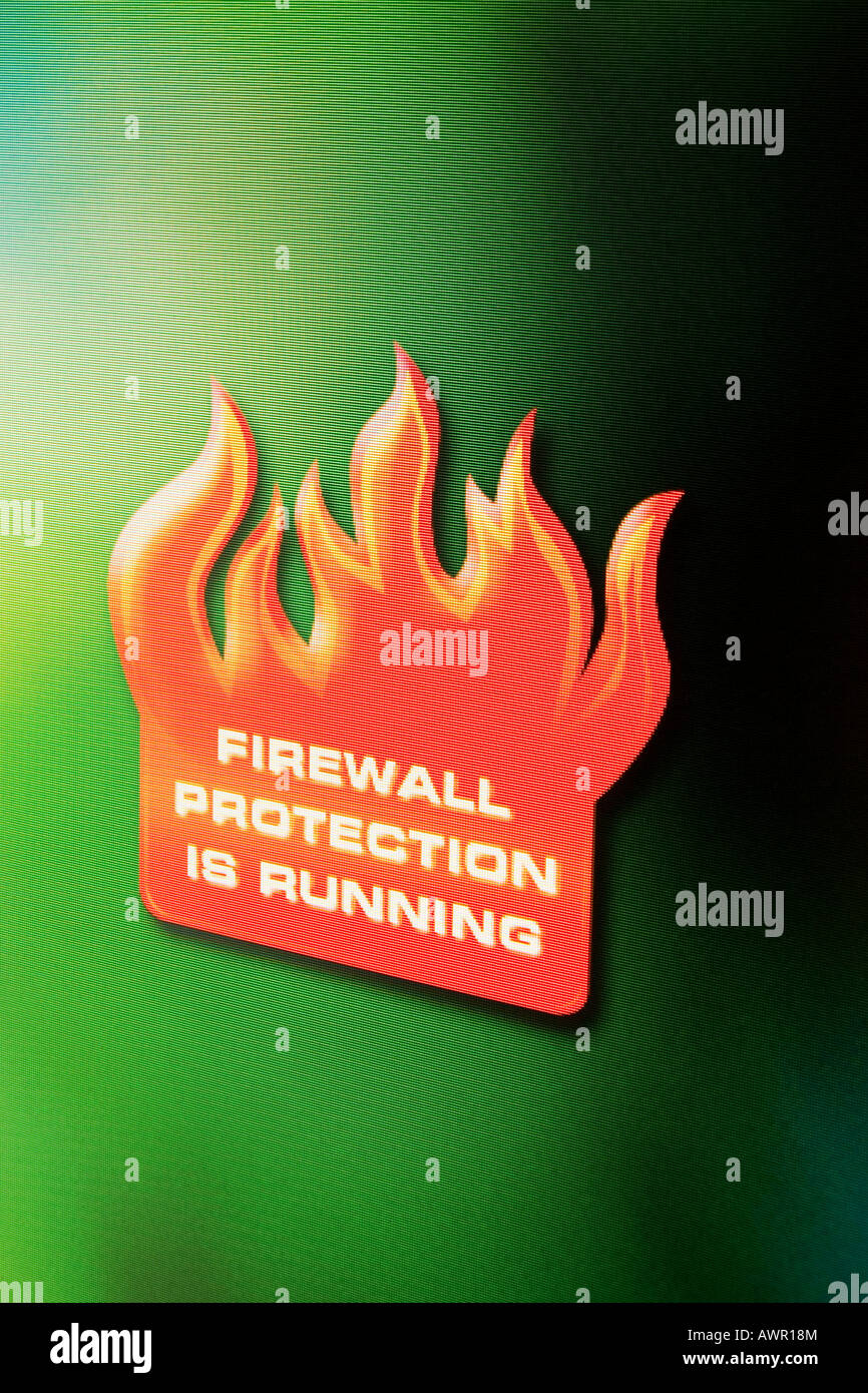 Firewall Sign Computer Screenshot, Computer Warning, Firewall protection is running Stock ...