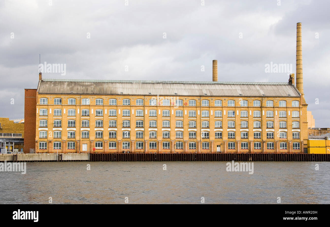 Industrial architecture, factory buildings, smokestacks along the Spree River, Oberschoeneweide, Berlin, Germany, Europe Stock Photo