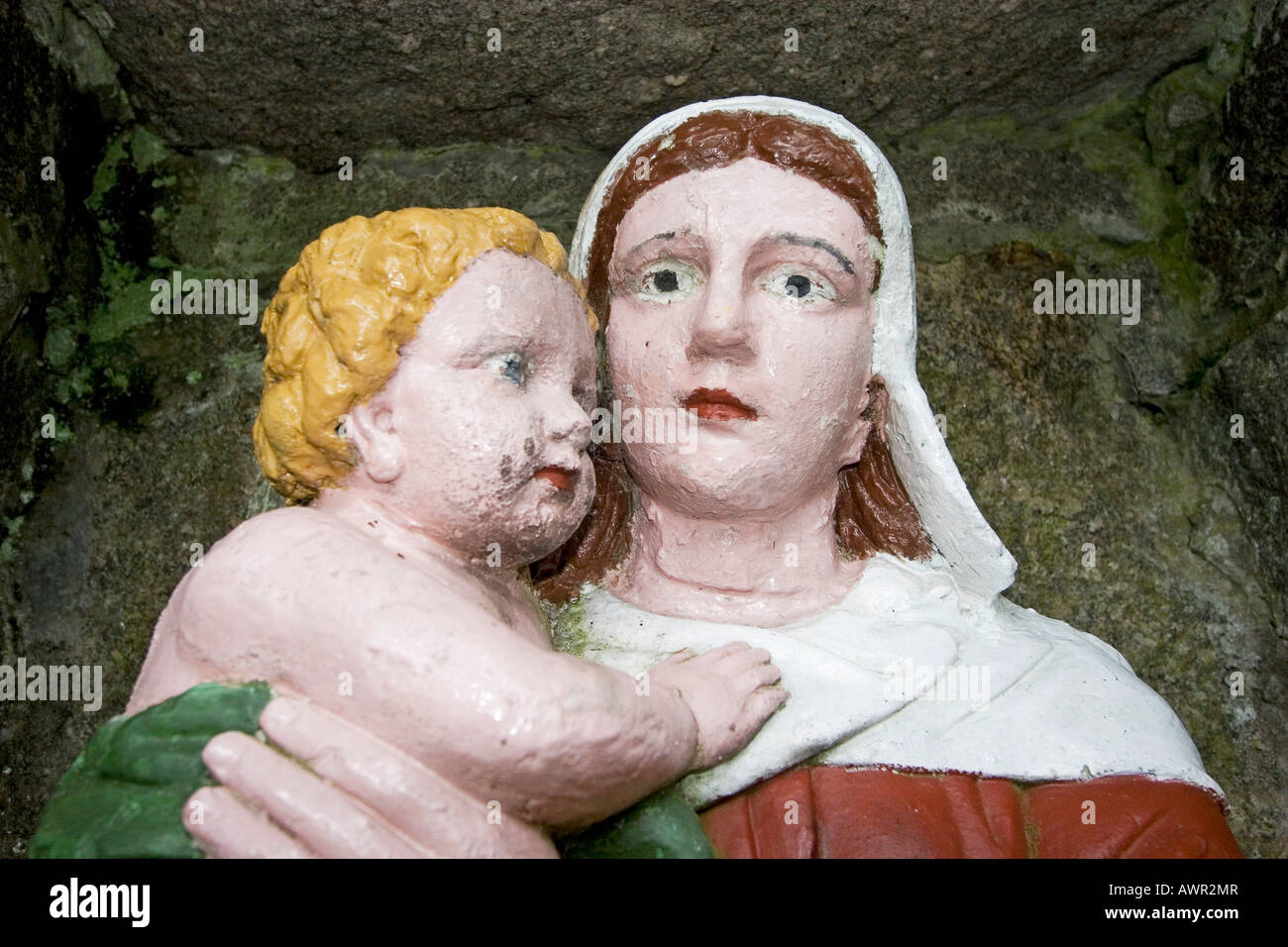 Stone figure maria and child, Giant Mountains, Czech Republic Stock ...